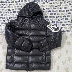Moncler Quilted Shell Hooded Down Black Jacket